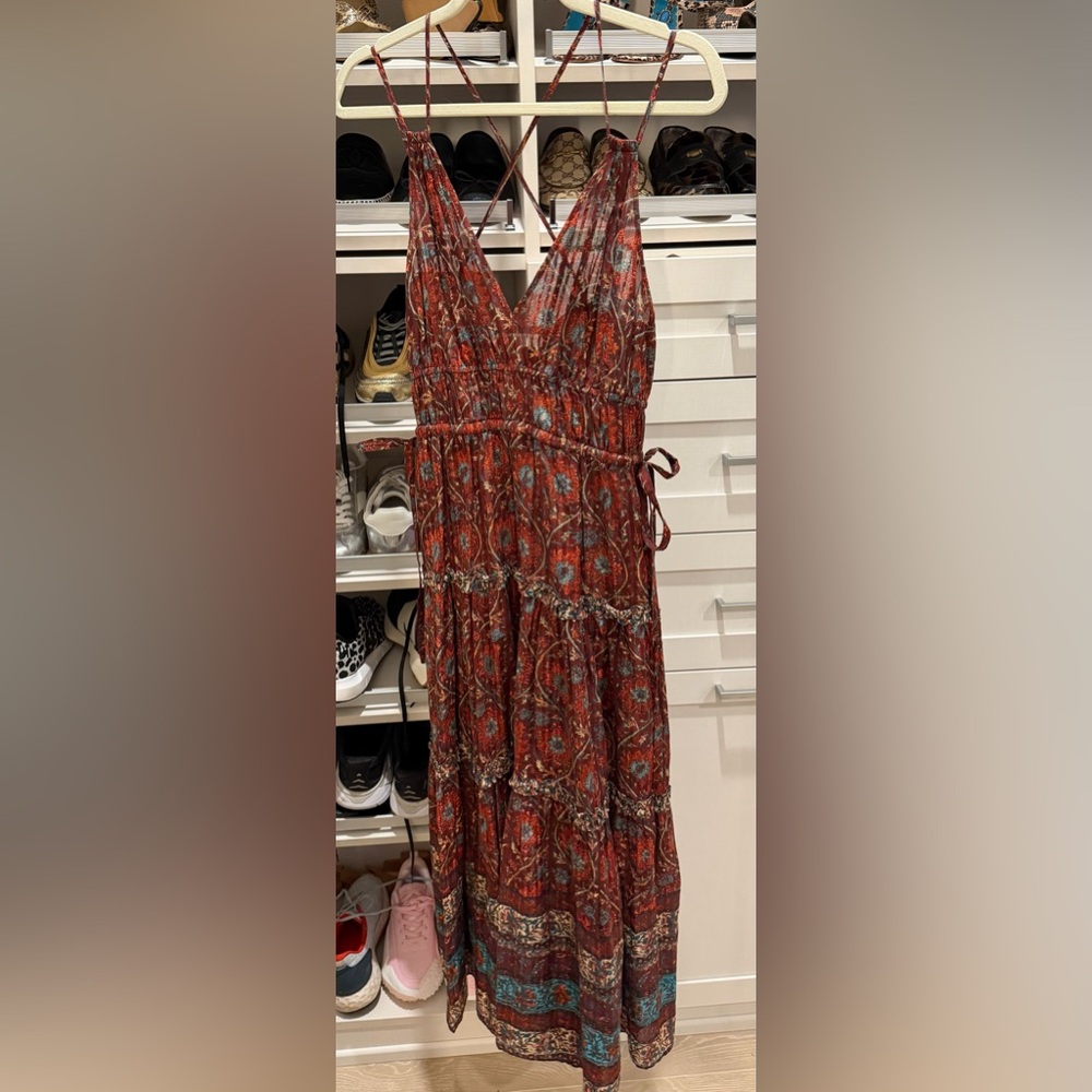 Gently Worn Ulla Johnson Red and Blue Floral Maxi Dress